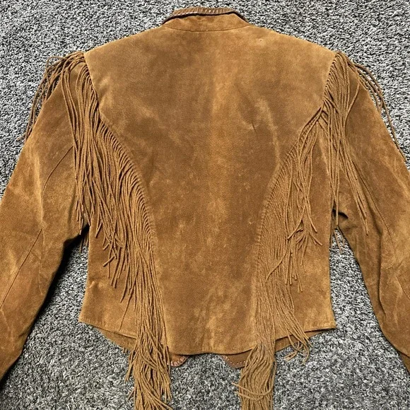 Cripple Creek Golden Tan Suede Leather Fringe Jacket Size Small Western - Picture 9 of 10